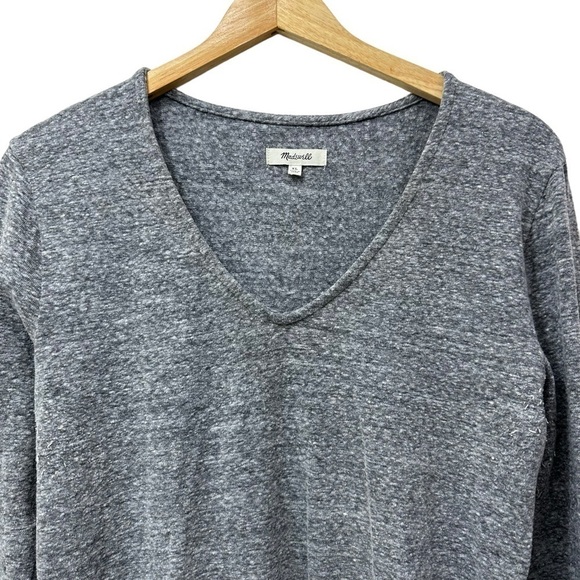 Madewell Gray Long-Sleeve V-Neck Full-Coverage Bodysuit, XL - Picture 6 of 14